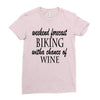 weekend forecast biking with a change of wine Ladies Fitted T-Shirt