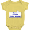 love comes from where Baby Onesie