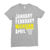 January February Michigan April - March Madness Basketball Ladies Fitted T-Shirt