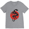 sun dragon with pearl   black red white V-Neck Tee