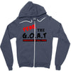the goat white t shirt greatest of all time basketball baseball footba Zipper Hoodie
