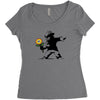 banksy flower Women's Triblend Scoop T-shirt