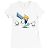 mighty hero atop a chicken Ladies Fitted T-Shirt
