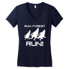 run forest run white color Women's V-Neck T-Shirt
