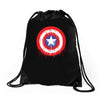 captain america dying bleeding logo Drawstring Bags