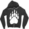 large bear paw print crew neck long sleeve Zipper Hoodie