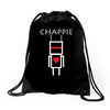 chappie robot movie logo Drawstring Bags