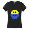 bearded smiley face Women's V-Neck T-Shirt