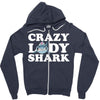 crazy lady shark Zipper Hoodie