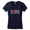 i heart my husband Women's V-Neck T-Shirt