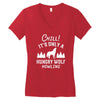 chill hungry wolf Women's V-Neck T-Shirt