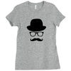 hat wayfarer glasses funny moustache hipster funny geek light tee shir Ladies Fitted T-Shirt