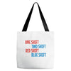 one shift two shift red shift blue shift Tote Bags