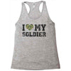 i love my soldier regular camouflage Racerback Tank