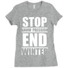 stop snow pression end winter funny Ladies Fitted T-Shirt