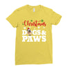christmas dogs and paws Ladies Fitted T-Shirt