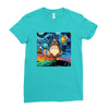 Totoro Van Gogh Parody Ladies Fitted T-Shirt