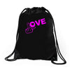 fuck love party Drawstring Bags