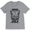 Never Underestimate Dog Rescuer Who Was Born July V-Neck Tee