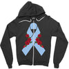 stomach cancer ribbon and rose Zipper Hoodie