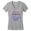 don't be jealous just because i'm a super cute november girl Women's V-Neck T-Shirt