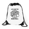 life is better with basketball Drawstring Bags