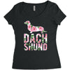 dachshund floral Women's Triblend Scoop T-shirt
