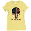 skull us flag live free or die Ladies Fitted T-Shirt