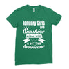 January Girls Are Sunshine Mixed With A Little Hurricane Ladies Fitted T-Shirt