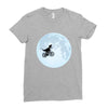 Biker Dinosaur - Dinosaur Riding A Bike To The Moon Ladies Fitted T-Shirt