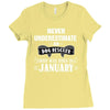 never underestimate an old man who was born in january Ladies Fitted T-Shirt