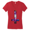 inverted galaxy cross funny  religion banter space fashion new Women's V-Neck T-Shirt
