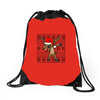 christmas reindeer dabbing Drawstring Bags