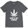 Support Lung Cancer Awareness With A White Cannabis Leaf V-Neck Tee
