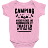 Camping Where Friends And Marshmallow Get Toasted At The Same Time Baby Bodysuit
