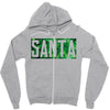 santa green glitter Zipper Hoodie