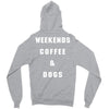 weekends coffe and dogs white back Zipper Hoodie