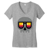 sunset skull Women's V-Neck T-Shirt