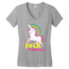 gay pride f#ck younicorn funny rude unicorn Women's V-Neck T-Shirt