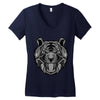 tiger zentangle Women's V-Neck T-Shirt