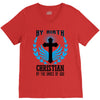 By Birth Christian By the Grace of God V-Neck Tee
