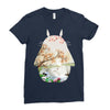 Totoro With Japanese Landscape Ladies Fitted T-Shirt