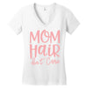 mom hair don't care Women's V-Neck T-Shirt