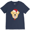 golden retriever dog with red santa's hat V-Neck Tee