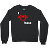 i love heart bass guitar music Crewneck Sweatshirt