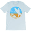beach surfer silhouette birds sand waves palm T-Shirt