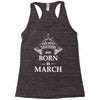 the best teachers are born in march Racerback Tank