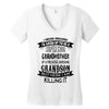 Super Cool Grandmother Of A Freaking Awesome Grandson Women's V-Neck T-Shirt