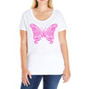 breast cancer butterfly Ladies Curvy T-Shirt