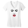 girl eye face red libs Women's V-Neck T-Shirt